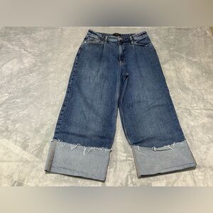 Banana Republic Wide Leg Crop Jeans-size 14-Dark Wash Cuffed